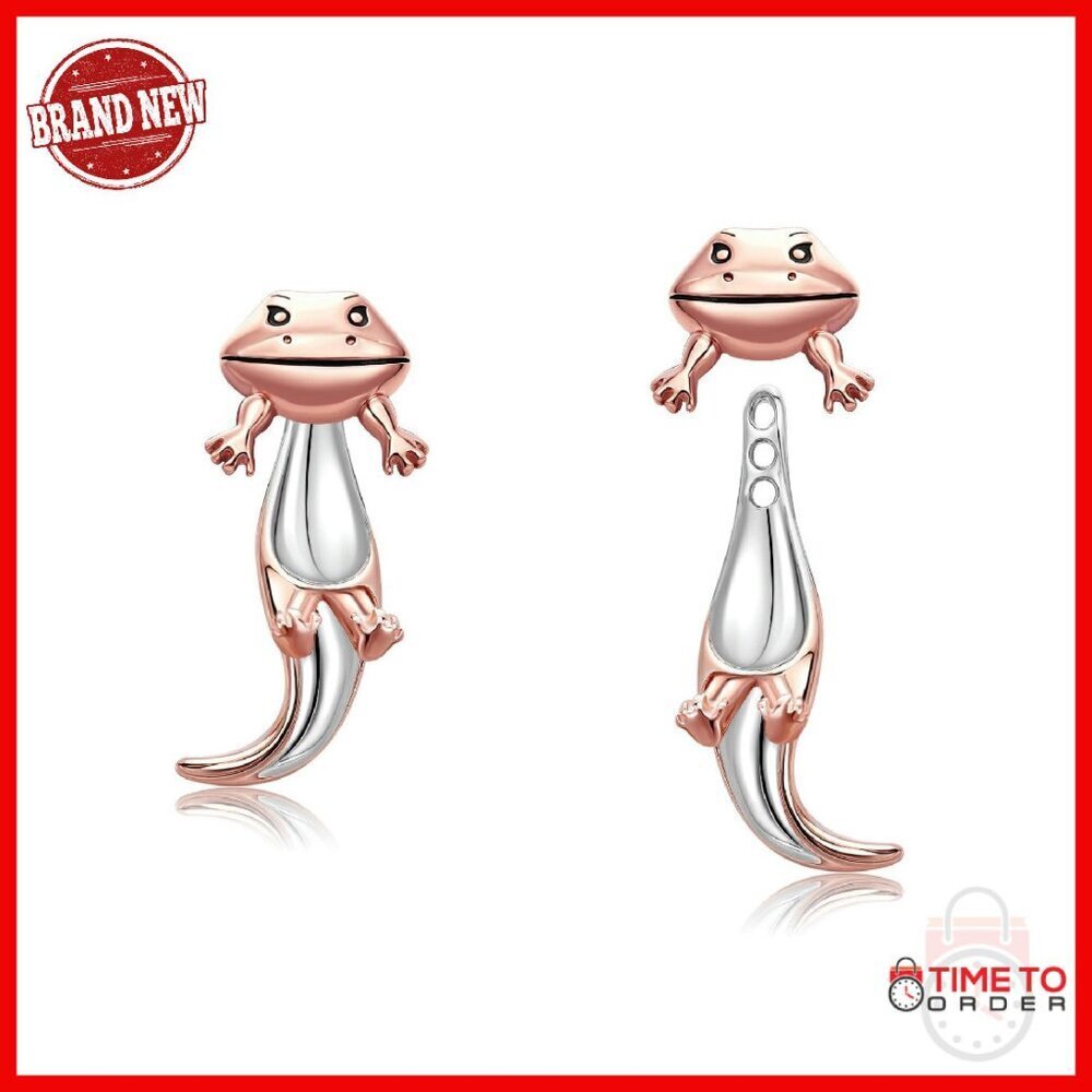 Sterling Silver Bearded Dragon Ear Jacket Earrings Minimalist Reptile Jewelry
